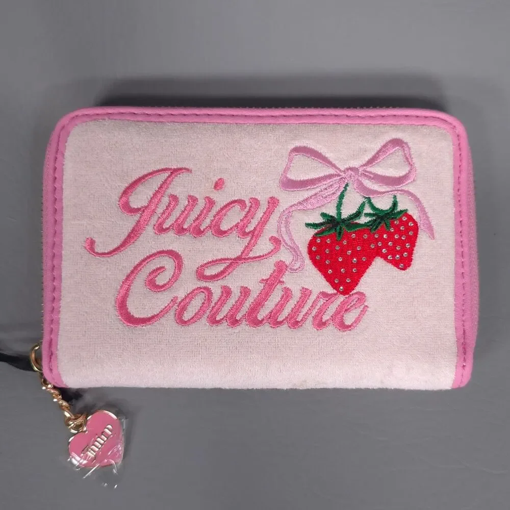 JUICY COUTURE Womens New Wallet Powder Blush Retro Strawberry Essential Zip